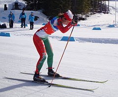 Larysa Varona of Belarus competing at the 2010 Winter Paralympics .

